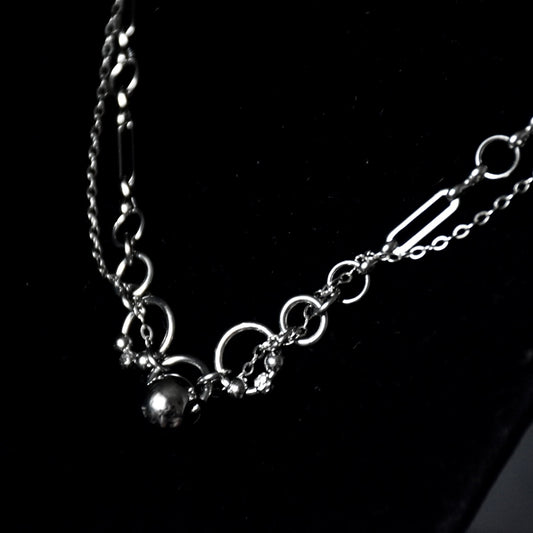 Beaded Draped Stainless Steel Necklace
