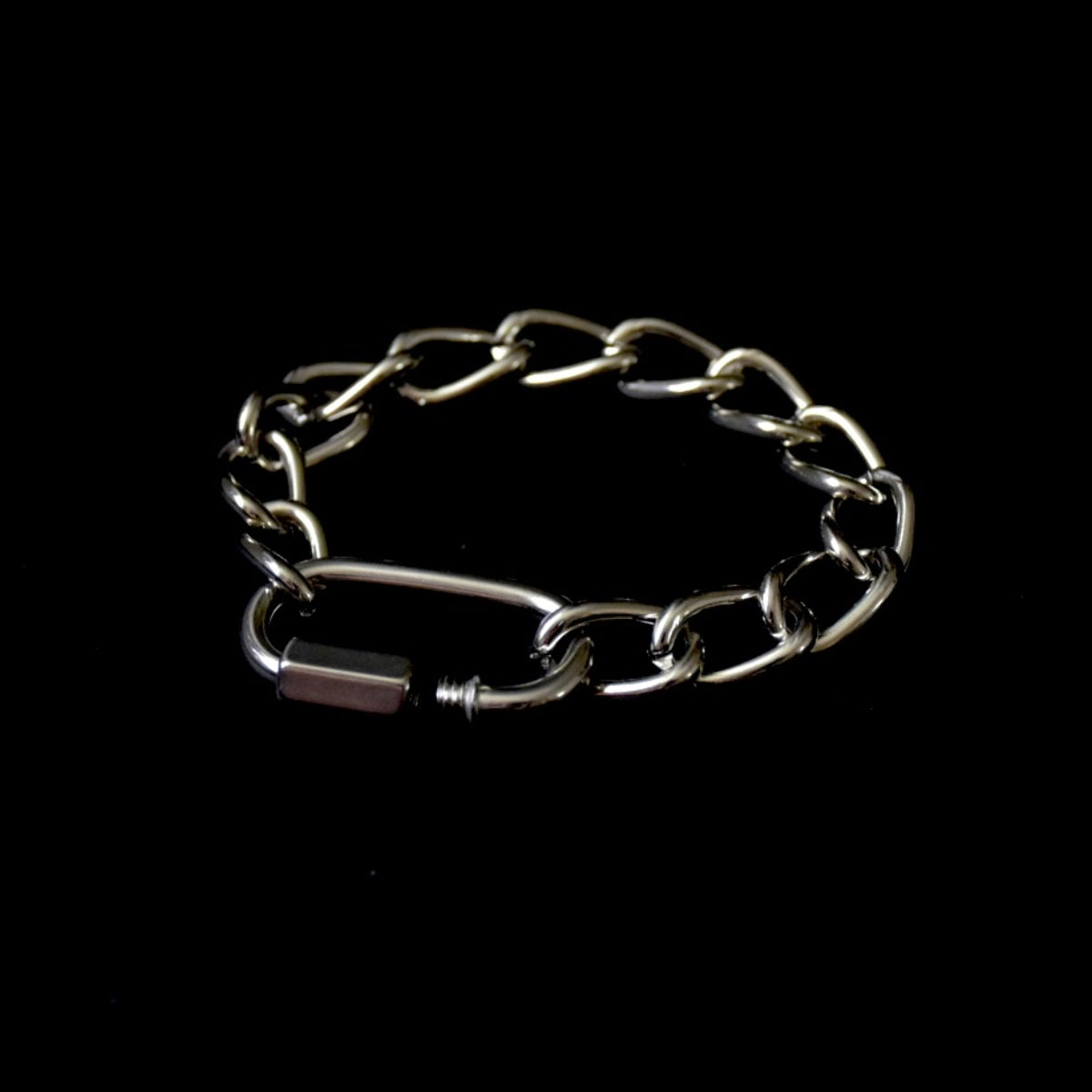 Rectangle Carabiner Curved Chain Stainless Steel Bracelet
