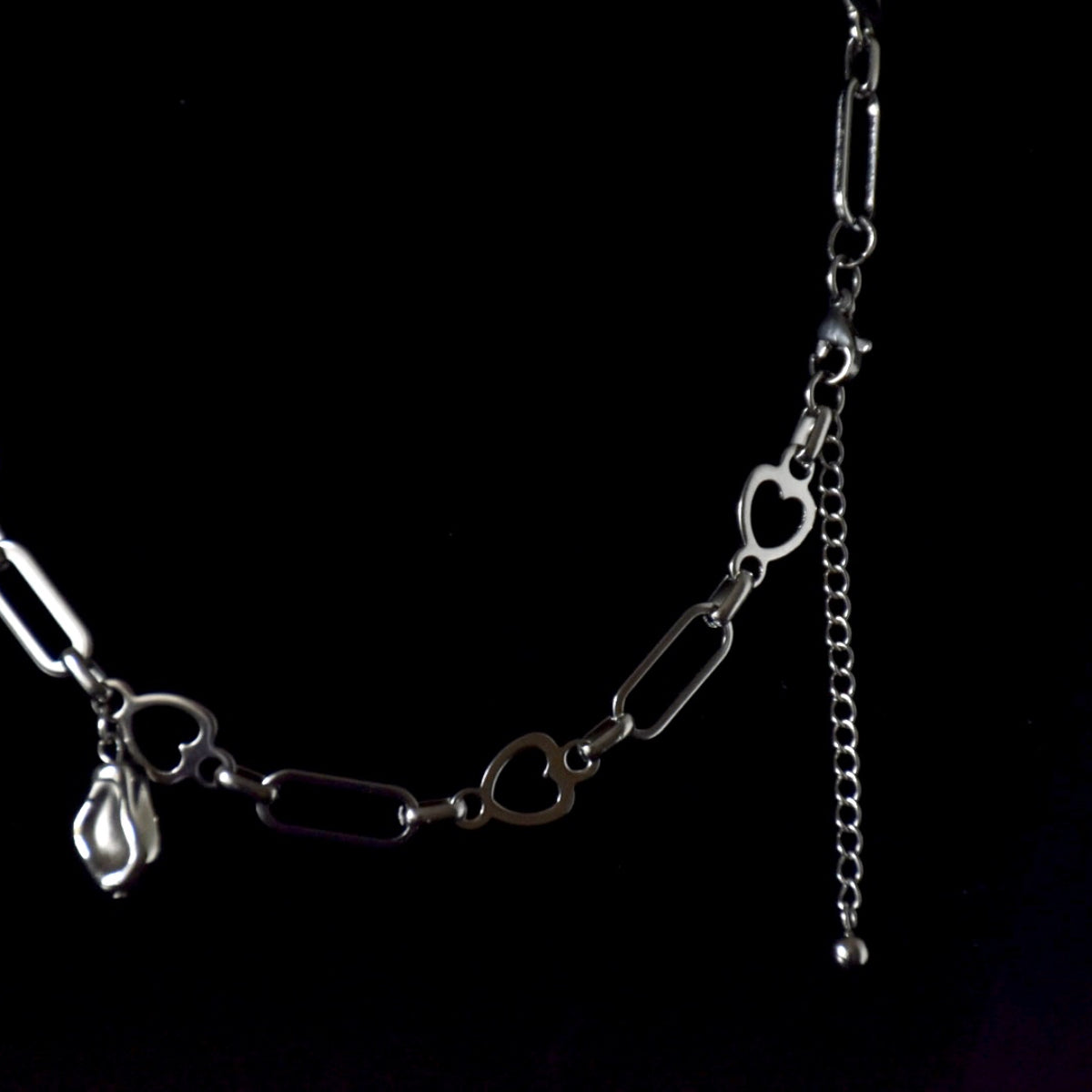 Selenite Heart Stainless Steel Choker