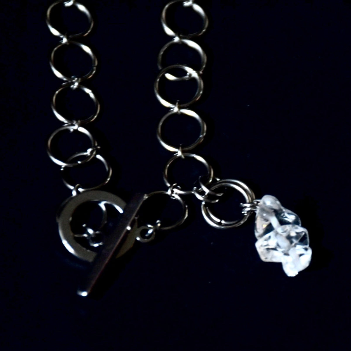 Ringlet Thread-Through Clear Quartz Stainless Steel Bracelet