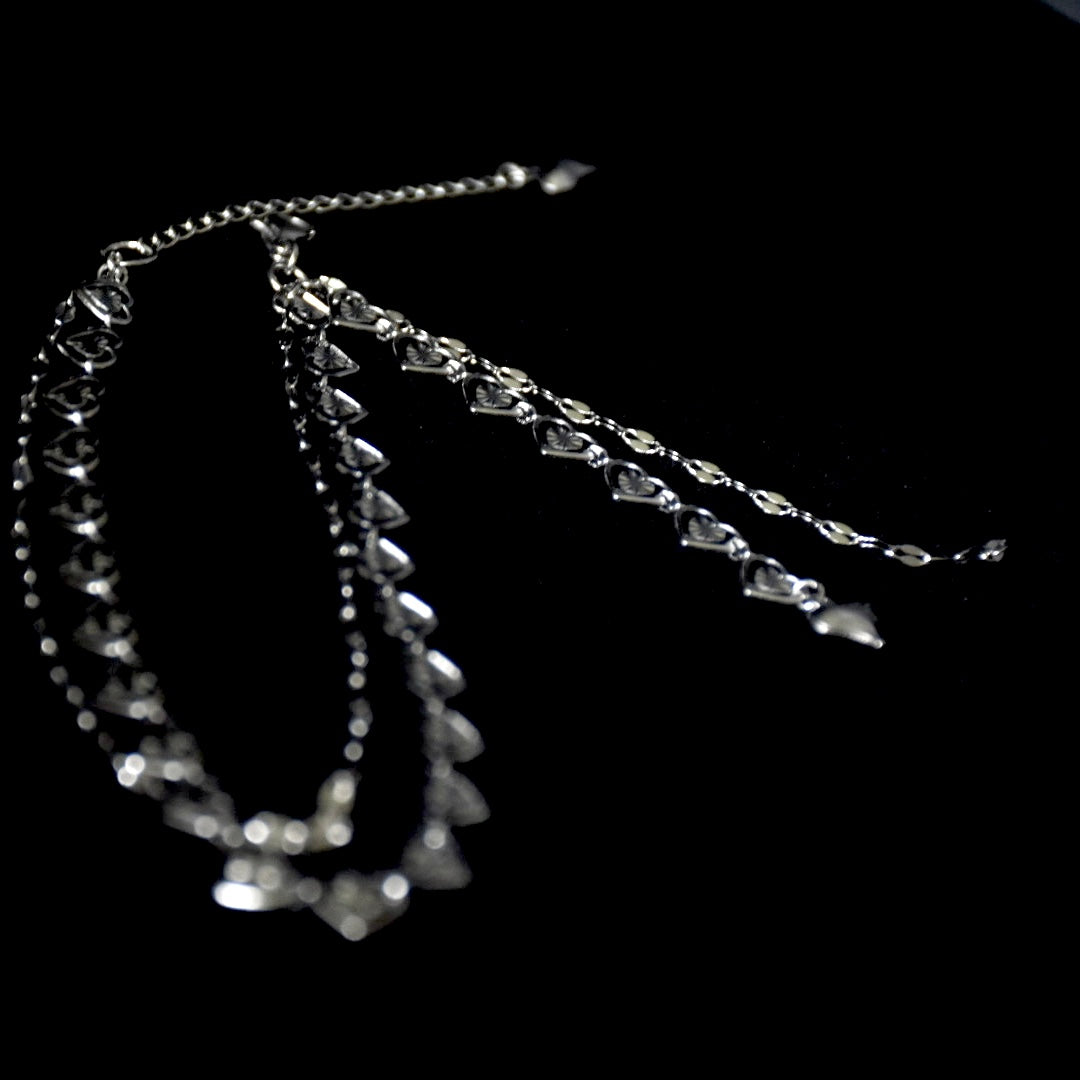 Double Mirror Heart Drop Stainless Steel Bracelet