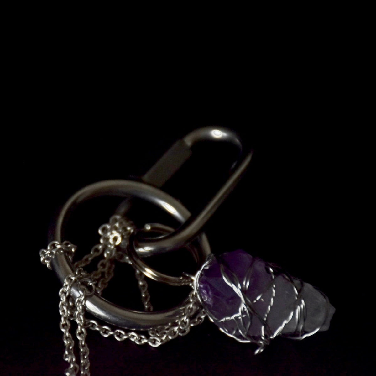 Amethyst Chained Stainless Steel Carabiner