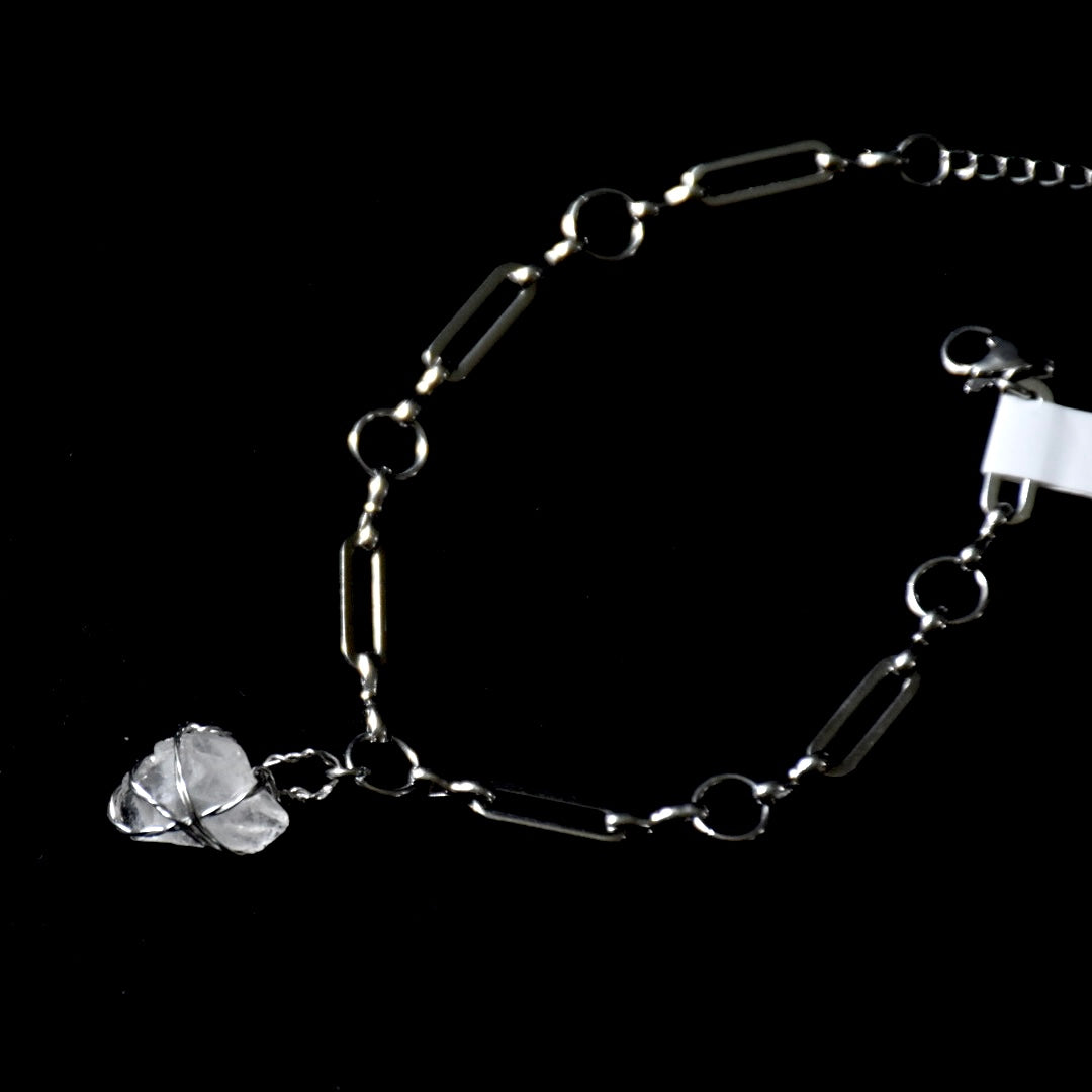 Rose Quartz Paperclip Stainless Steel Bracelet