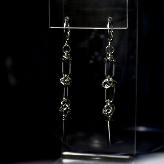 Barbed Spike Drop Stainless Steel Earrings