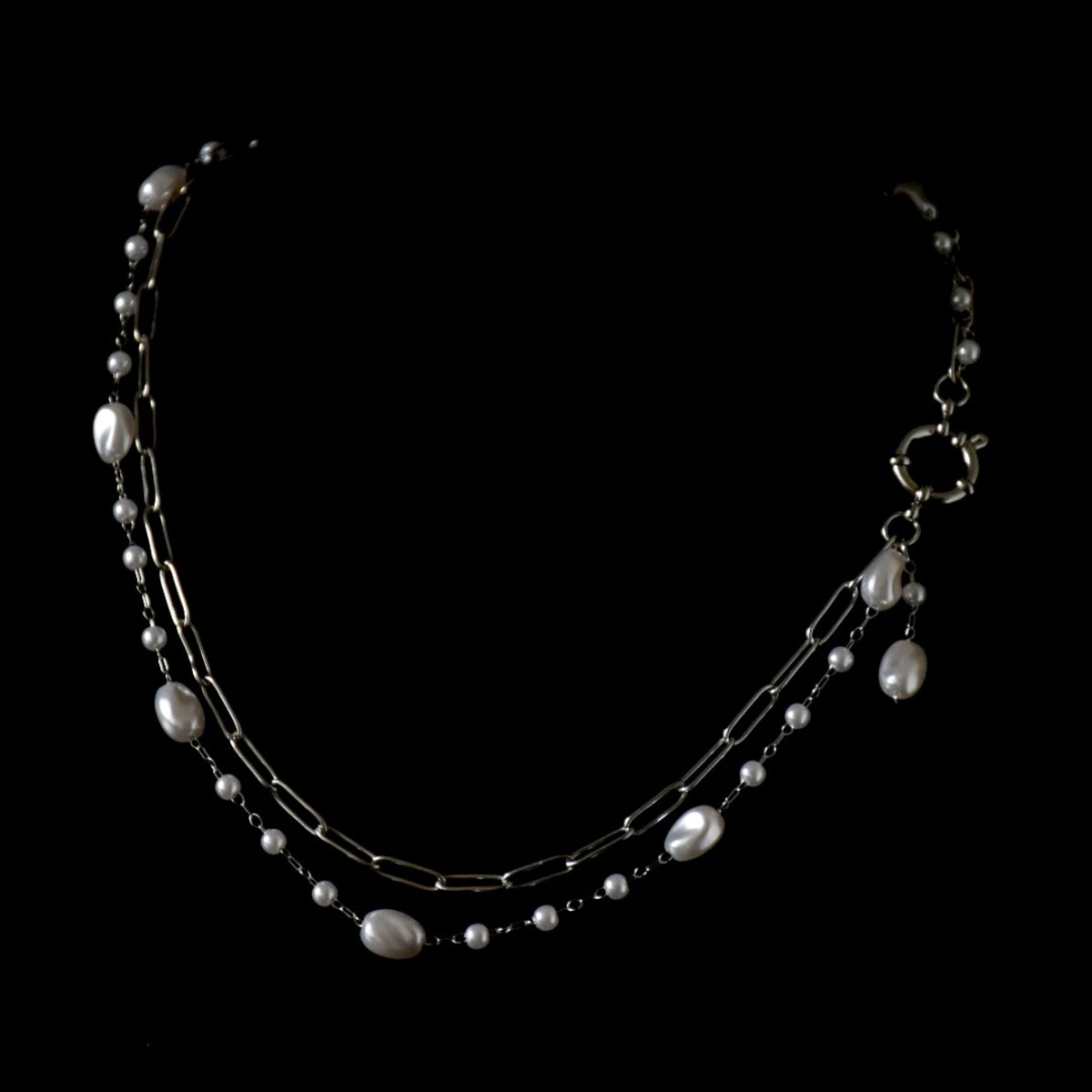 Pearls & Chains Stainless Steel Necklace