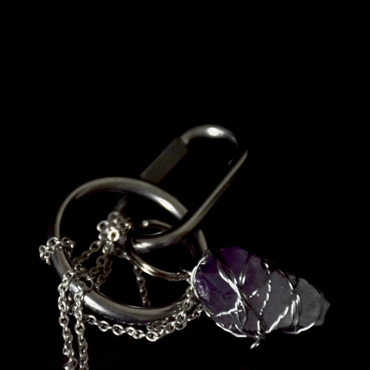 Amethyst Chained Stainless Steel Carabiner