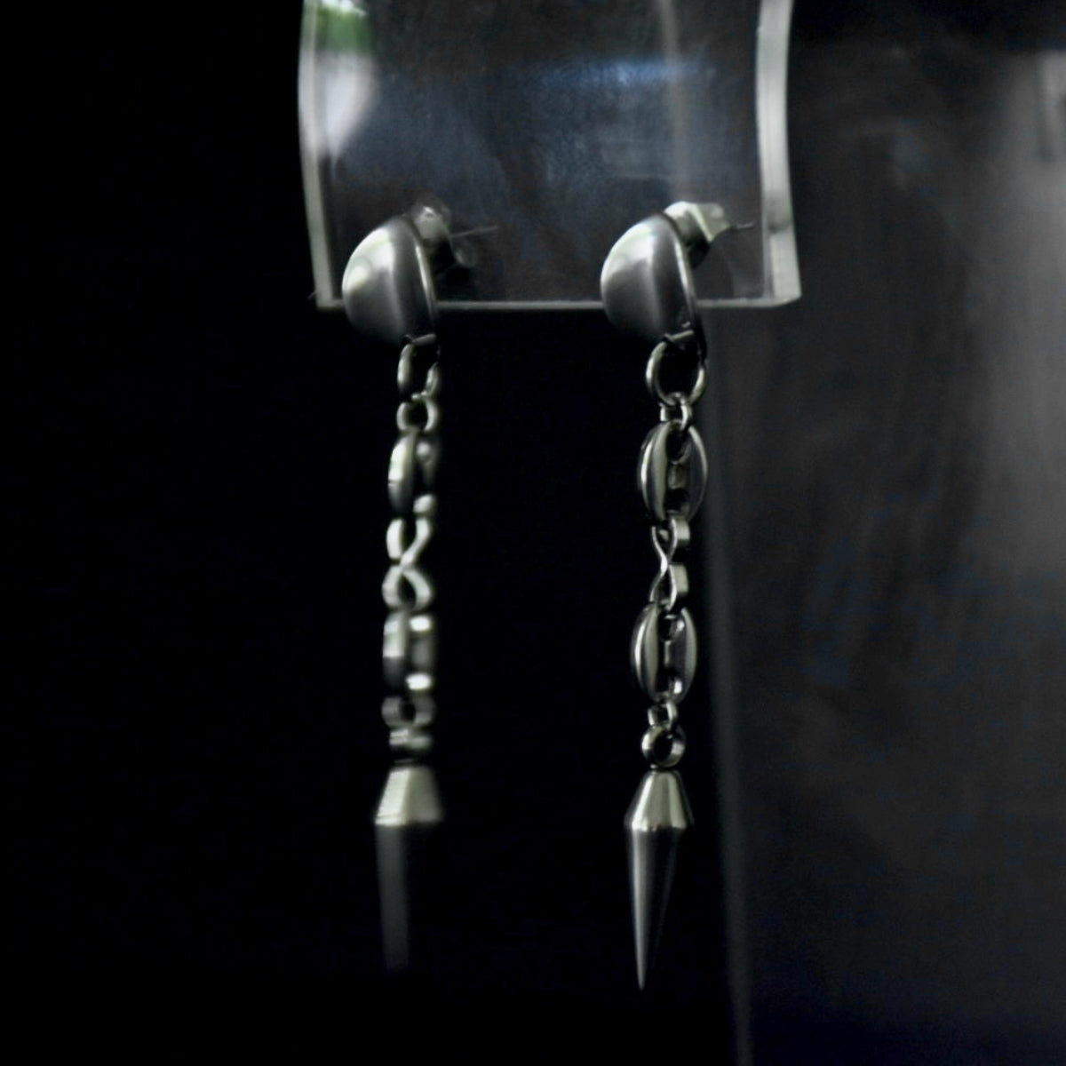 Coffee Bean Stainless Steel Drop Earrings