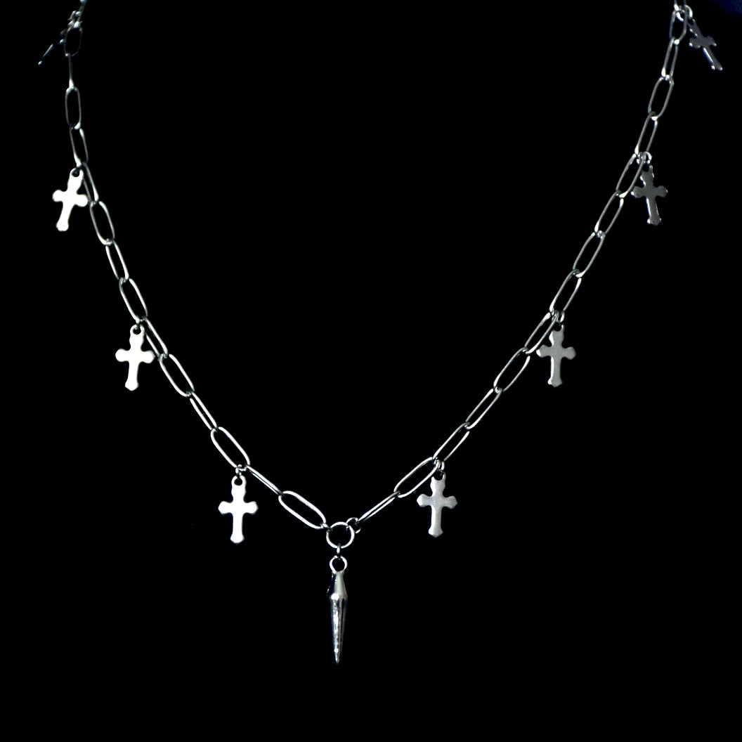 Cross + Spears Stainless Steel Clip Chain Necklace
