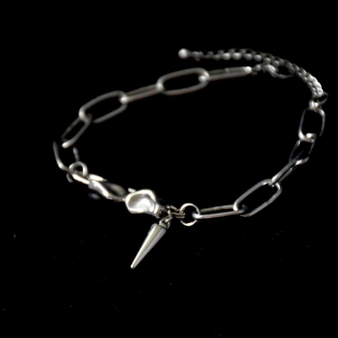 Safety Pin Stoned Stainless Steel Bracelet