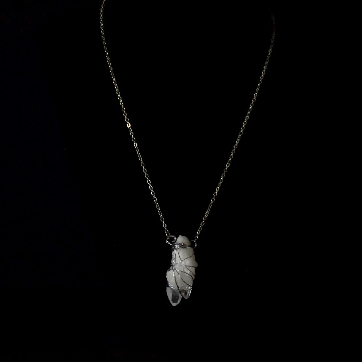 Raw Clear Quartz Stainless Steel Necklace
