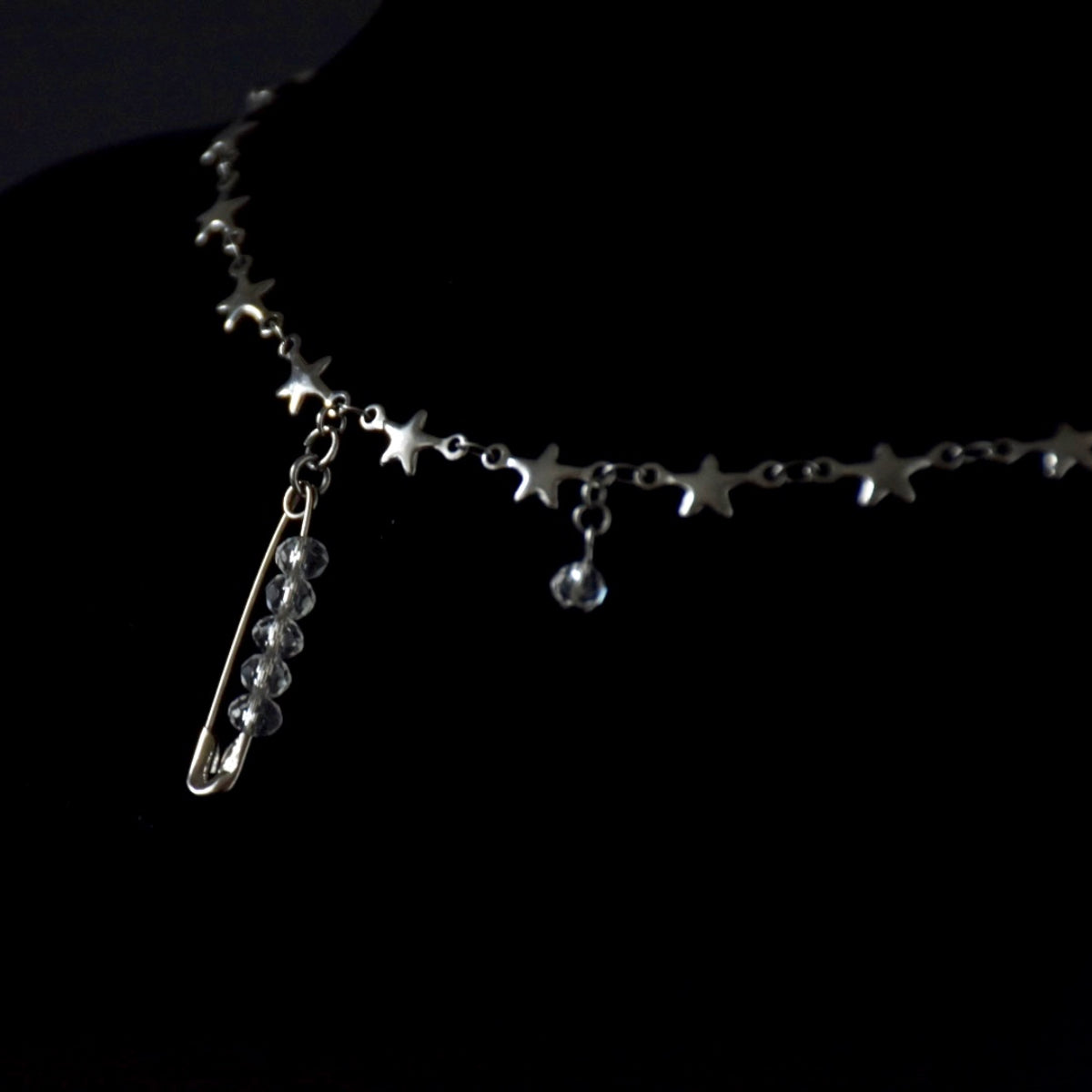 Crystal Bead Pin Stainless Steel Choker