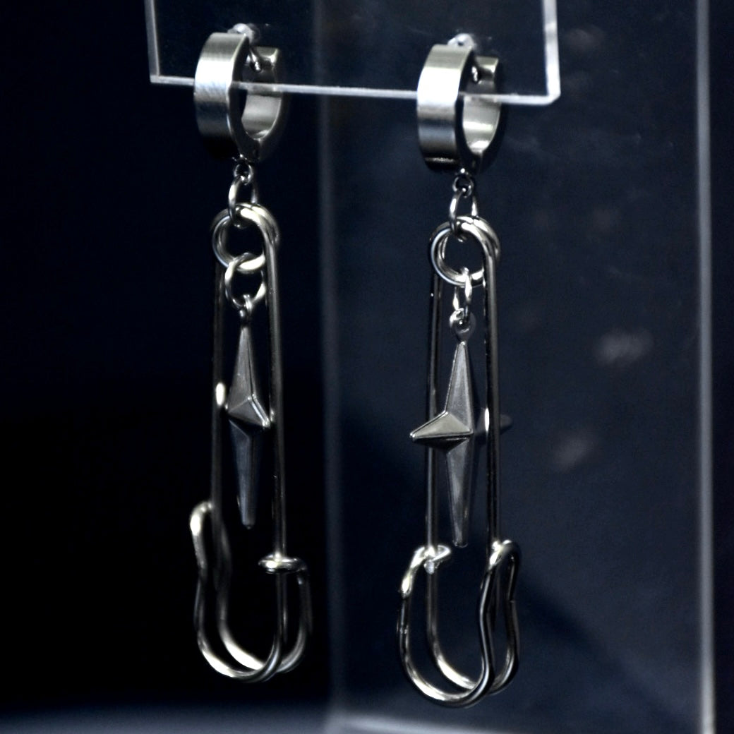 Chunky Safety Pin Stainless Steel Earrings