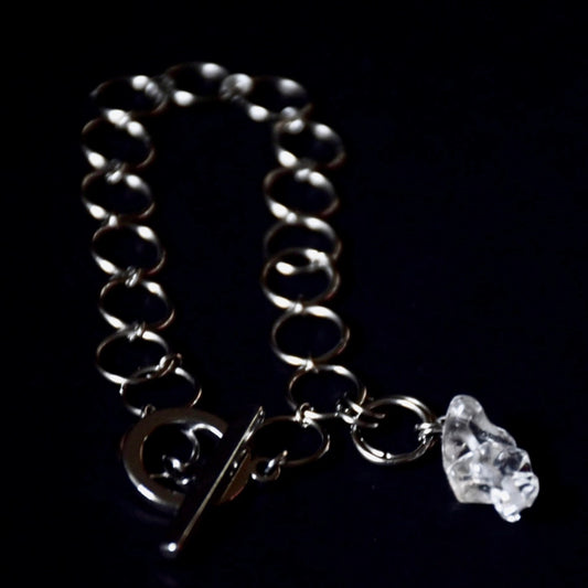 Ringlet Thread-Through Clear Quartz Stainless Steel Bracelet