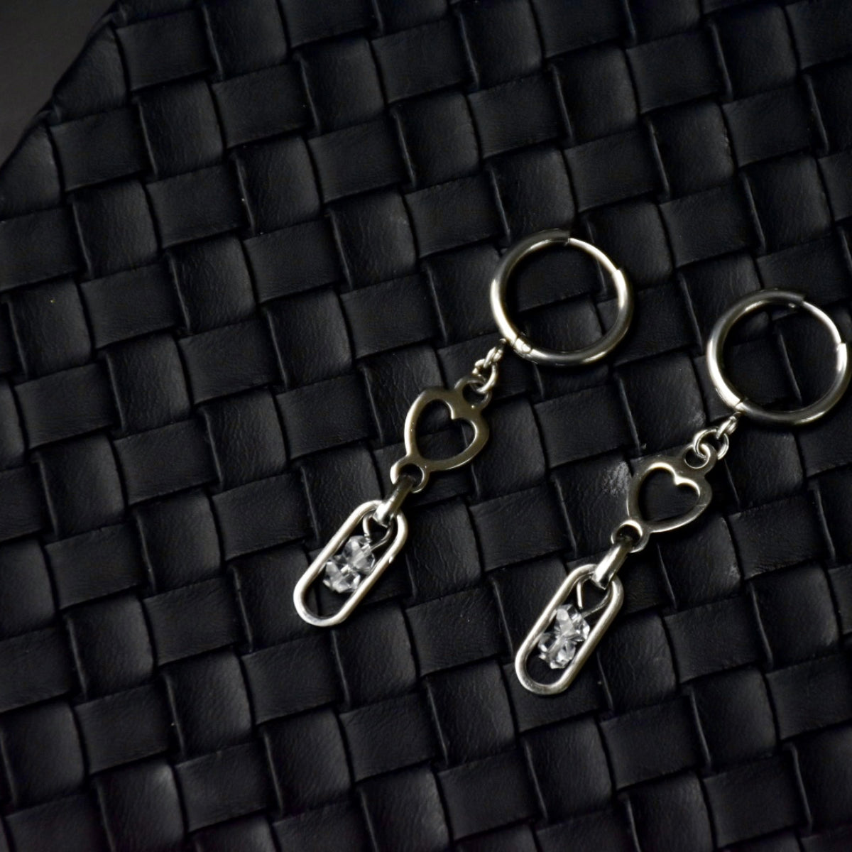 Hearts & Crystals Stainless Steel Earrings