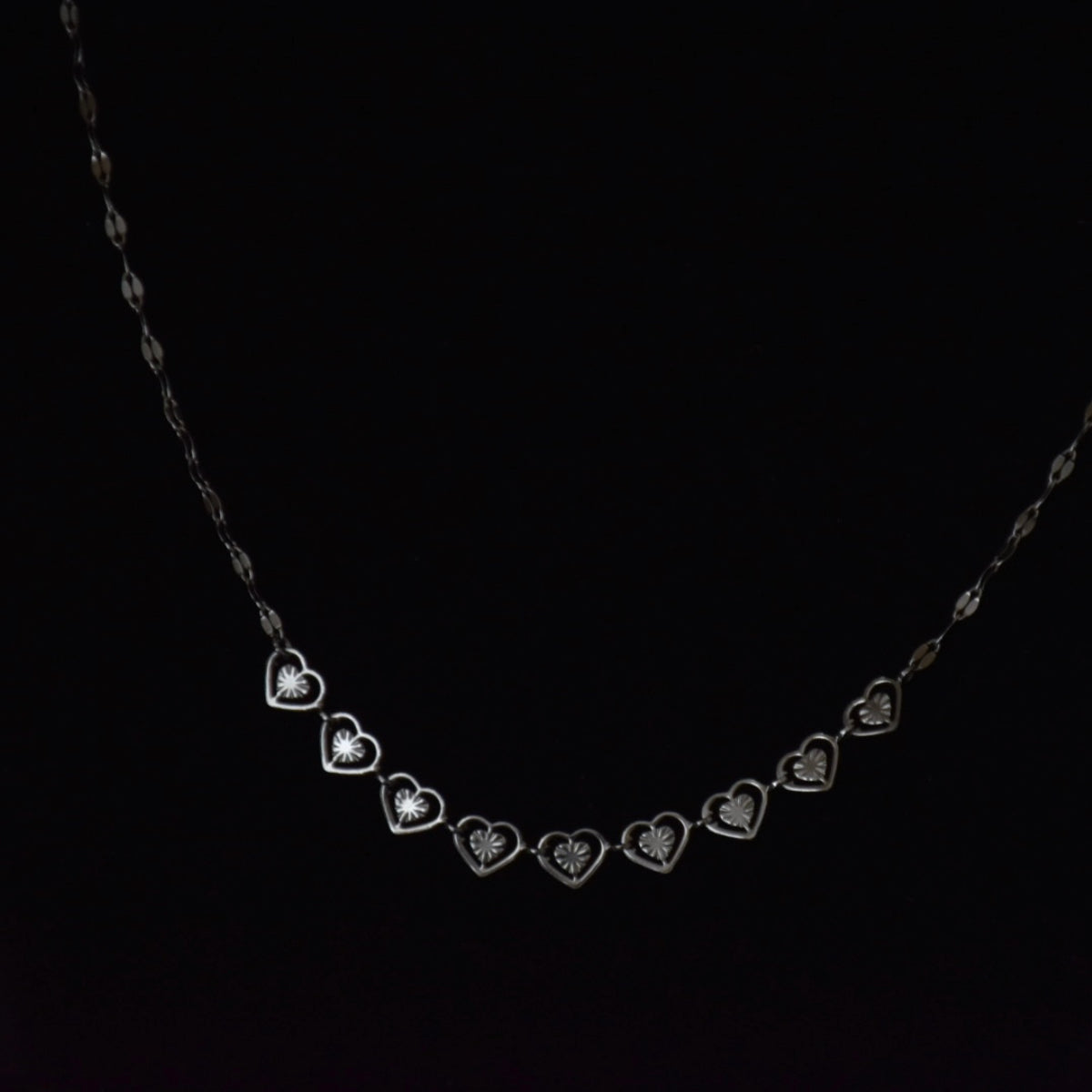 Hearts & Mirror Chain Stainless Steel Necklace