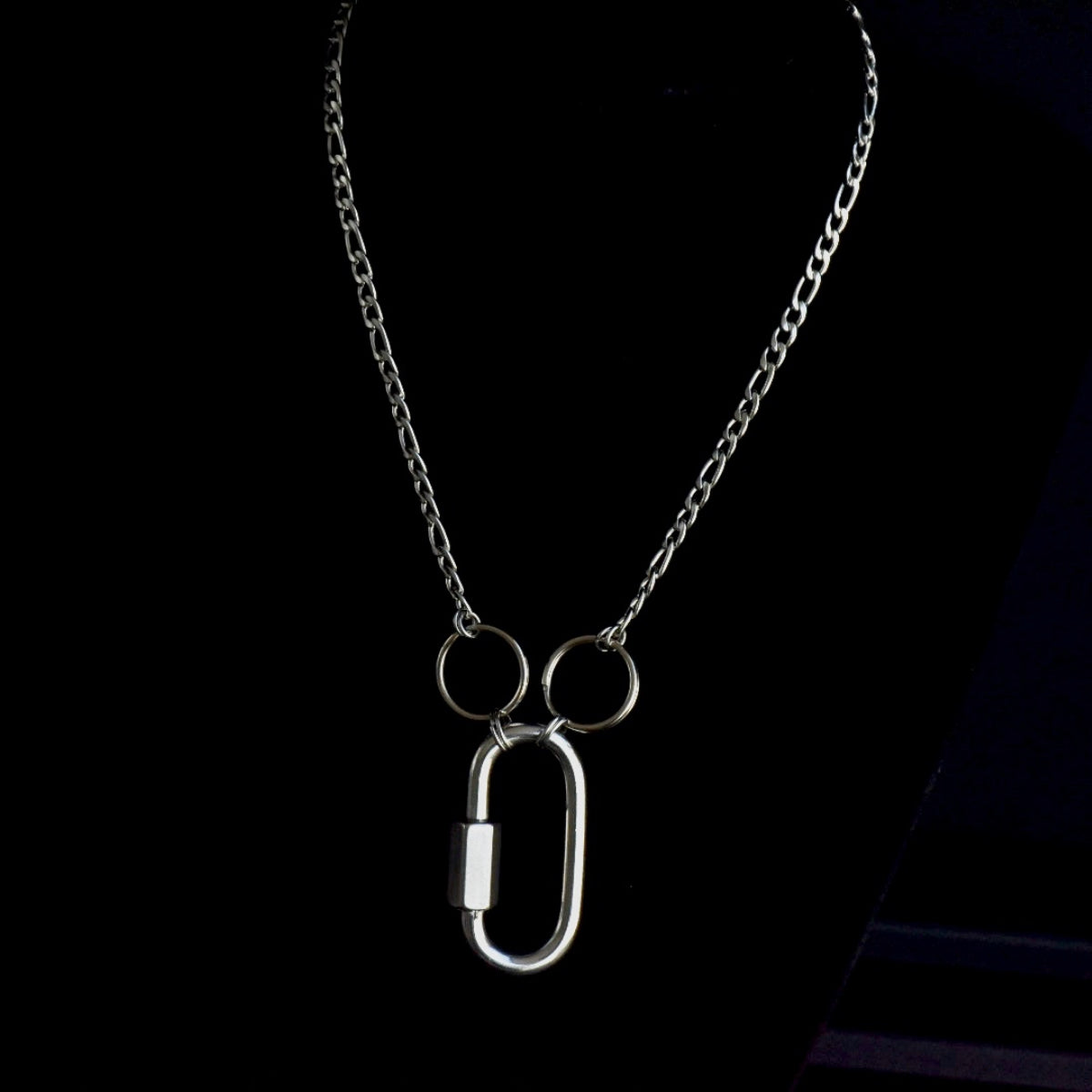 Carabiner Figaro Chain Stainless Steel Choker