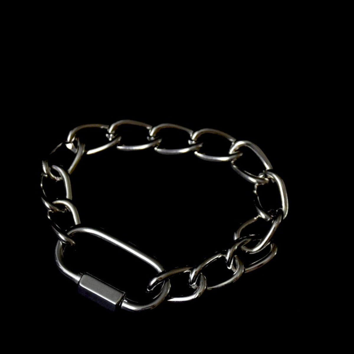 Rectangle Carabiner Curved Chain Stainless Steel Bracelet