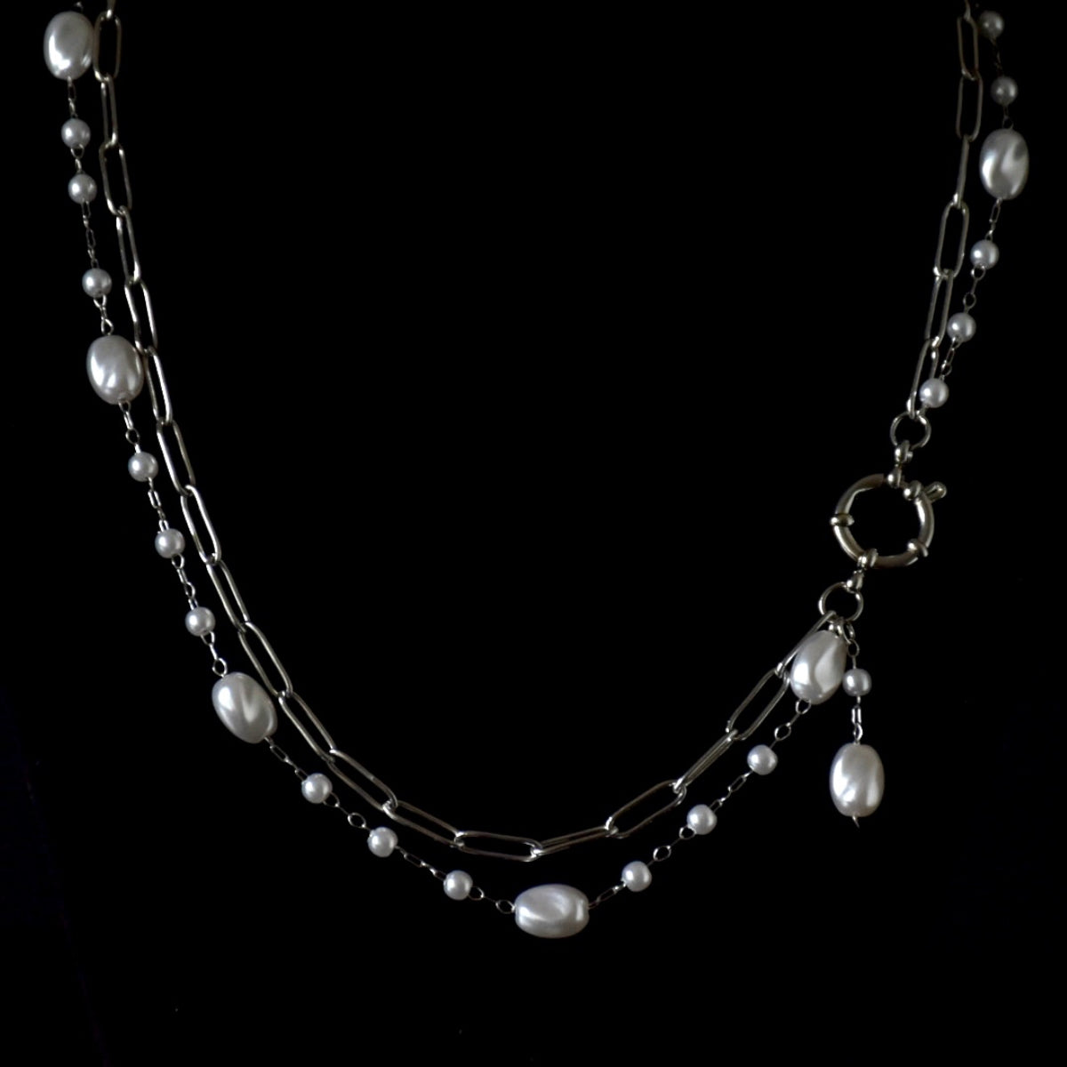 Pearls & Chains Stainless Steel Necklace