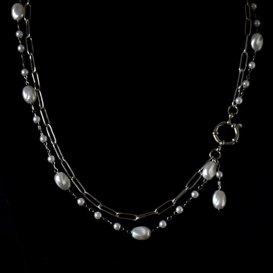 Pearls & Chains Stainless Steel Necklace
