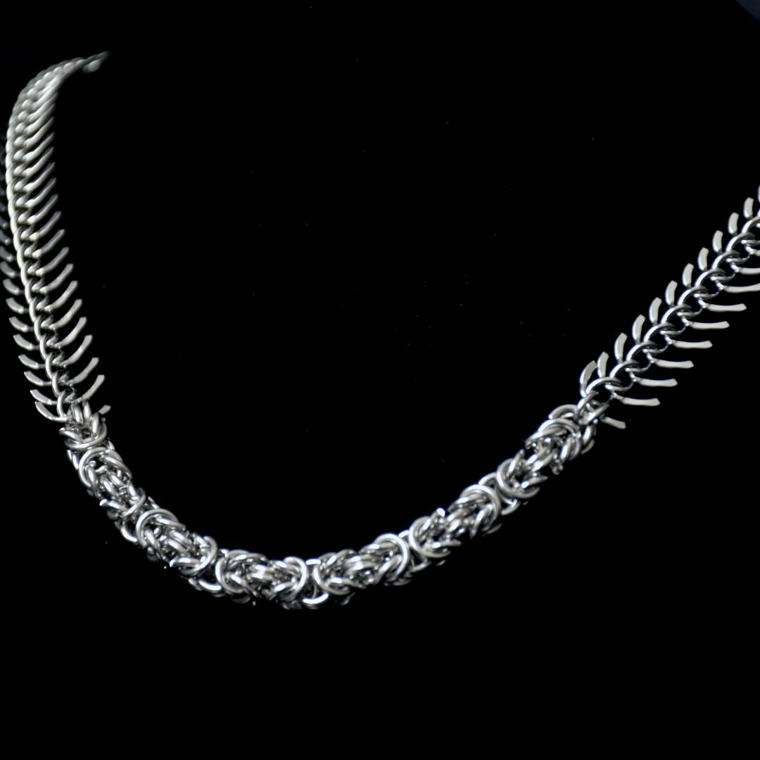 Fishbone Chainmail Stainless Steel Necklace
