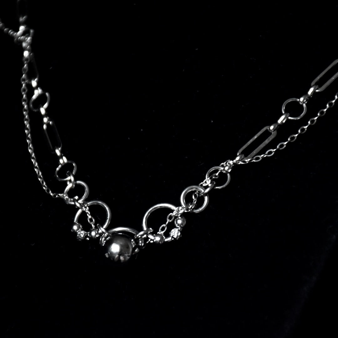 Beaded Draped Stainless Steel Necklace