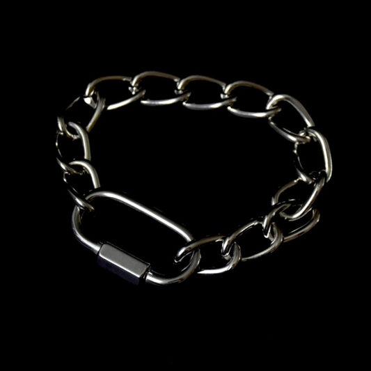 Rectangle Carabiner Curved Chain Stainless Steel Bracelet