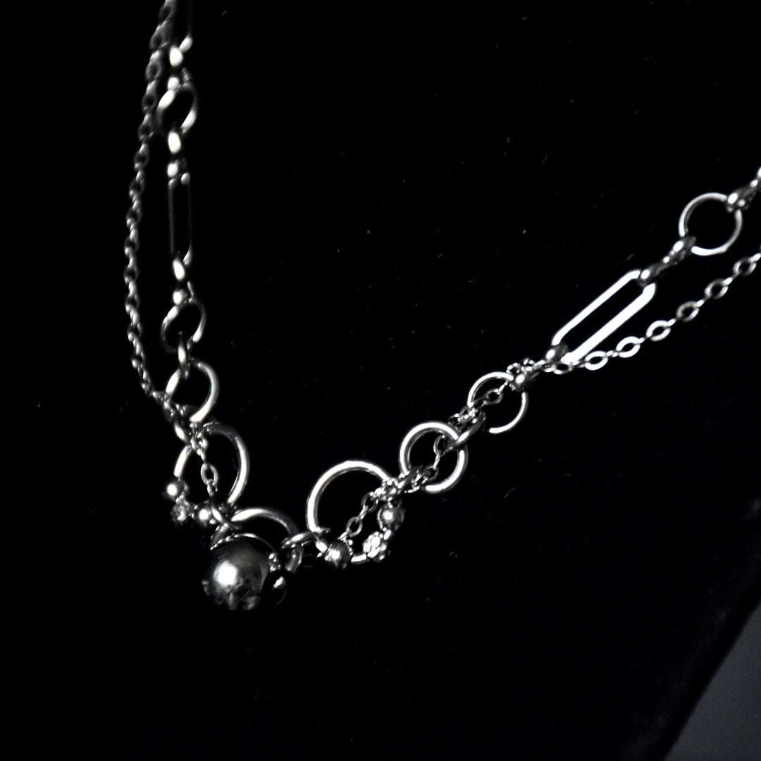 Beaded Draped Stainless Steel Necklace