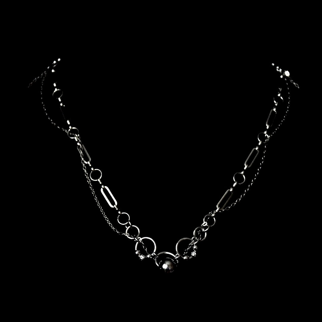 Beaded Draped Stainless Steel Necklace