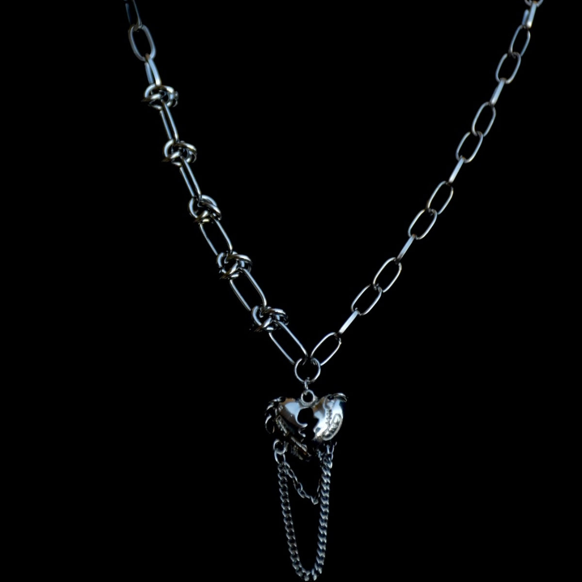 Fractured Heart Stainless Steel Necklace