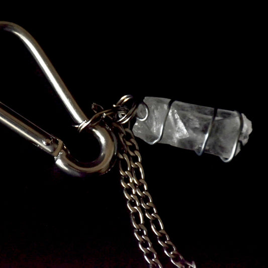 Clear Quartz Figaro Chain Carabiner