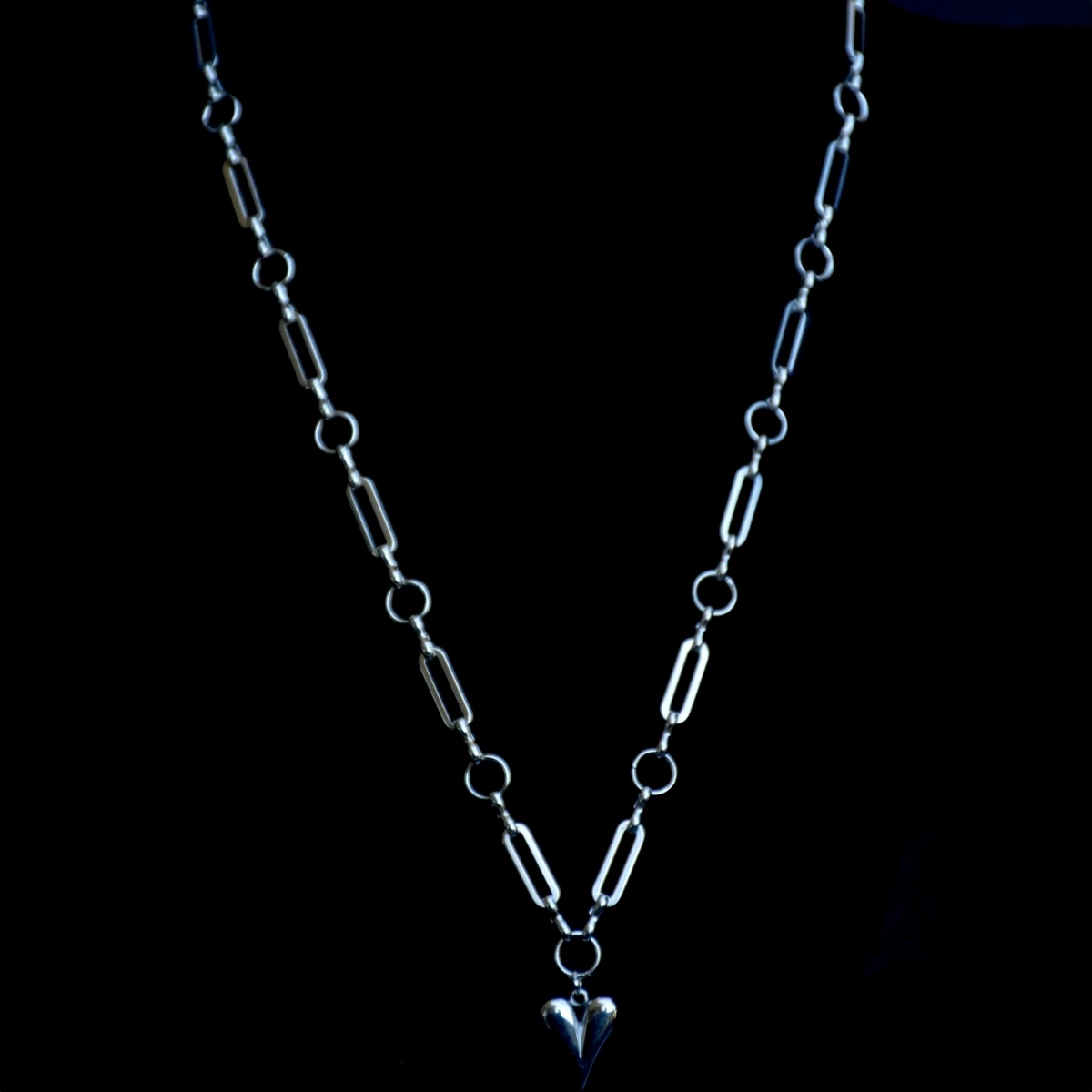 Paper Clip Heart Stainless Steel Necklace