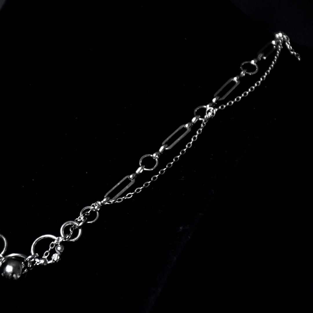 Beaded Draped Stainless Steel Necklace