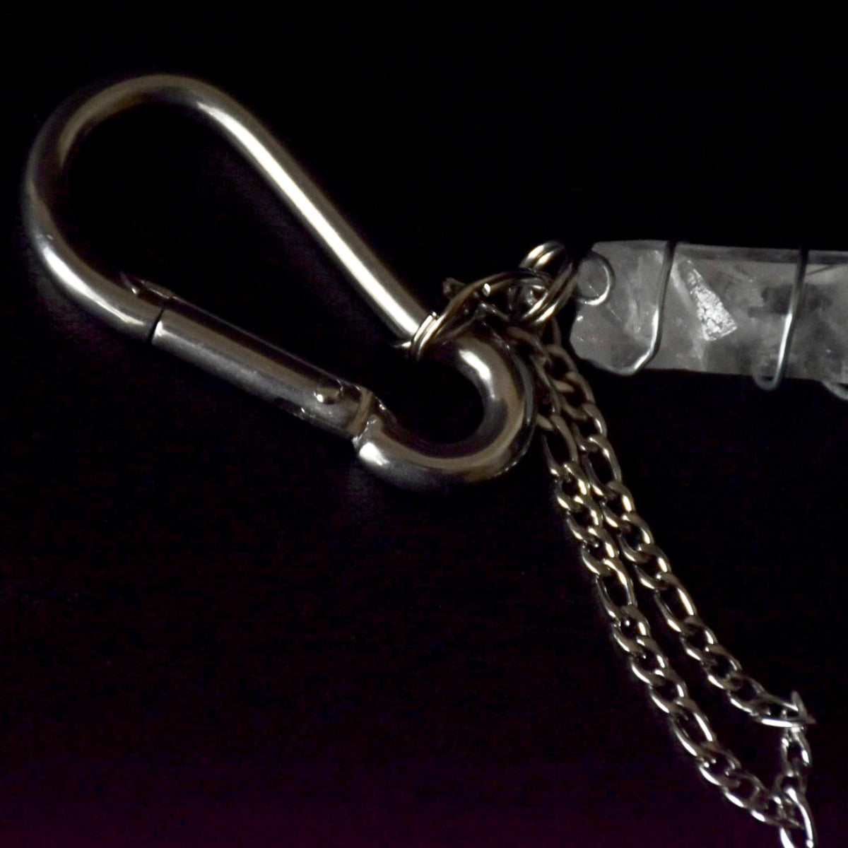 Clear Quartz Figaro Chain Carabiner