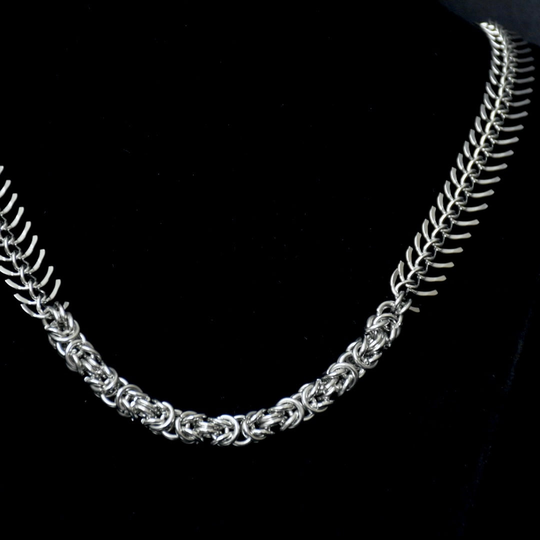 Fishbone Chainmail Stainless Steel Necklace