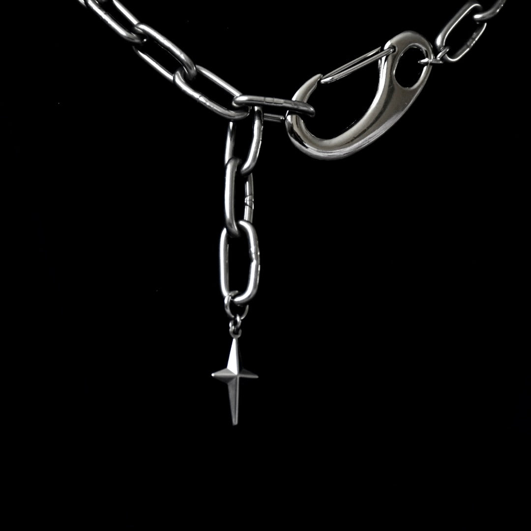 Star Drop Carabiner Stainless Steel Necklace