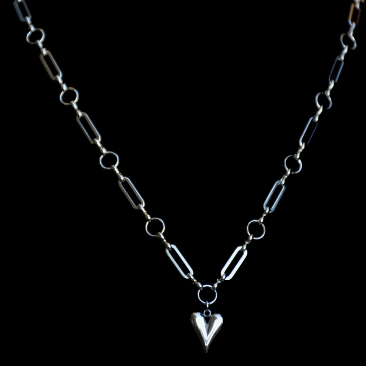 Paper Clip Heart Stainless Steel Necklace