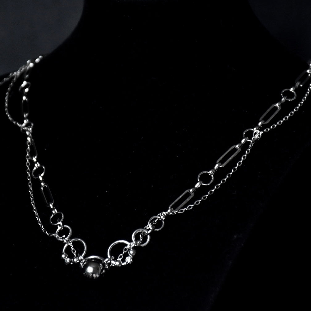 Beaded Draped Stainless Steel Necklace