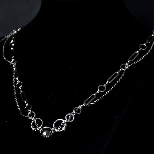 Beaded Draped Stainless Steel Necklace