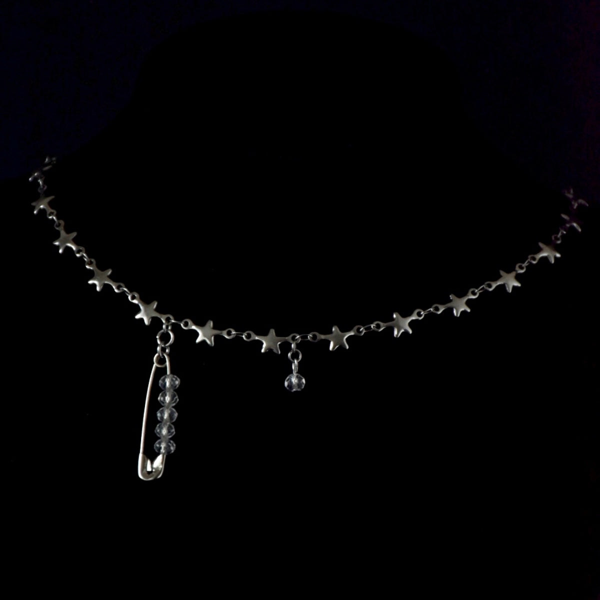 Crystal Bead Pin Stainless Steel Choker