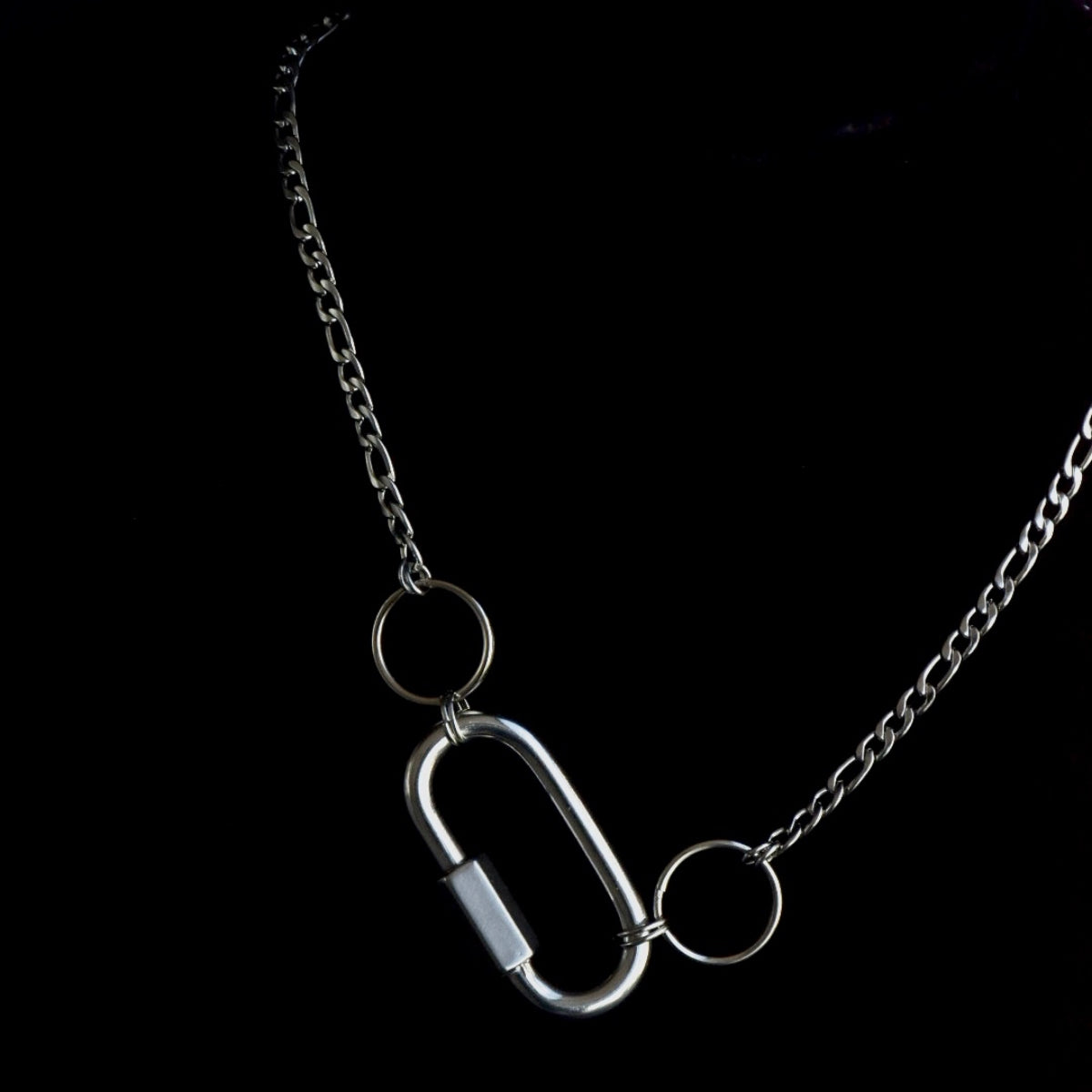 Carabiner Figaro Chain Stainless Steel Choker