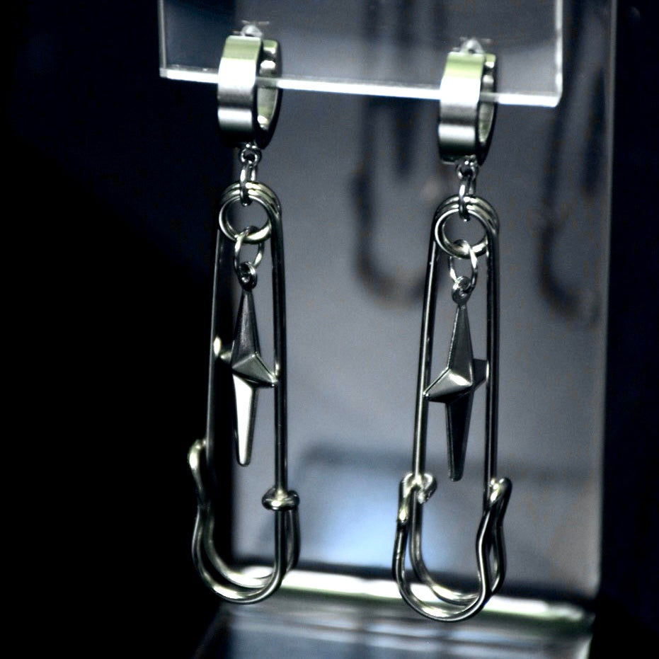 Chunky Safety Pin Stainless Steel Earrings