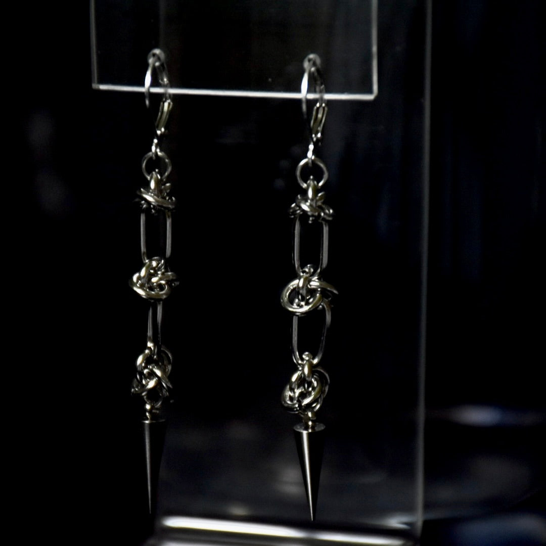 Barbed Spike Drop Stainless Steel Earrings