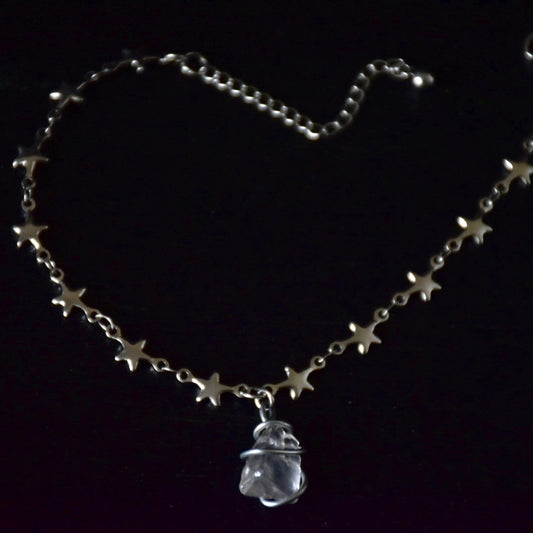 Rose Quartz Starred Stainless Steel Bracelet