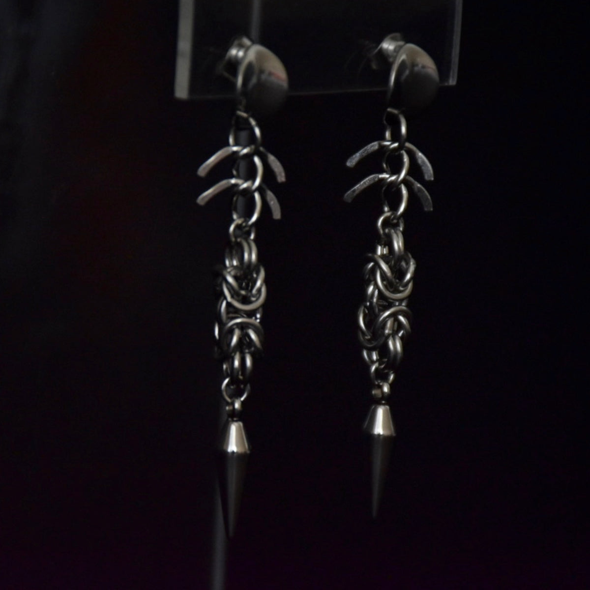 Chainmail Spinal Stainless Steel Earrings