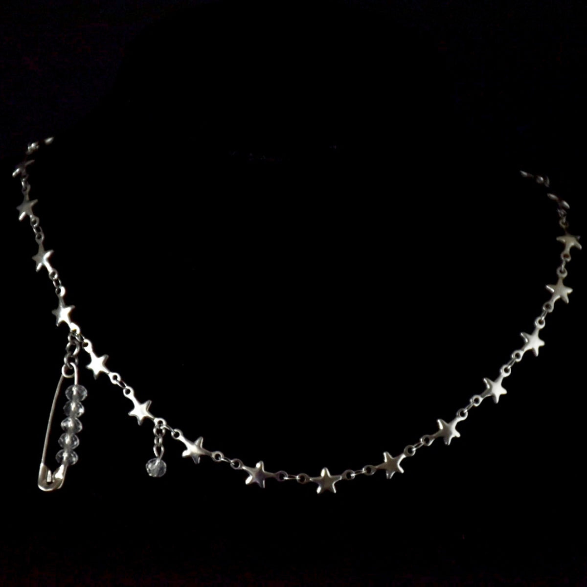 Crystal Bead Pin Stainless Steel Choker