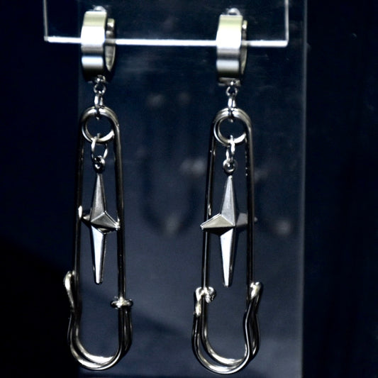 Chunky Safety Pin Stainless Steel Earrings