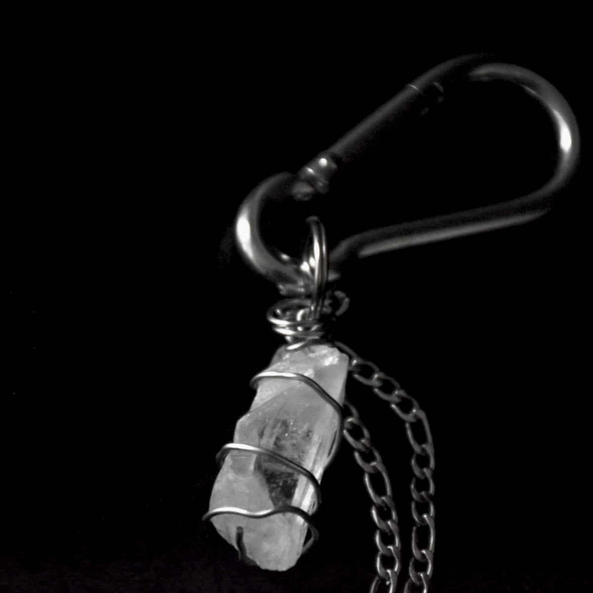 Clear Quartz Figaro Chain Carabiner