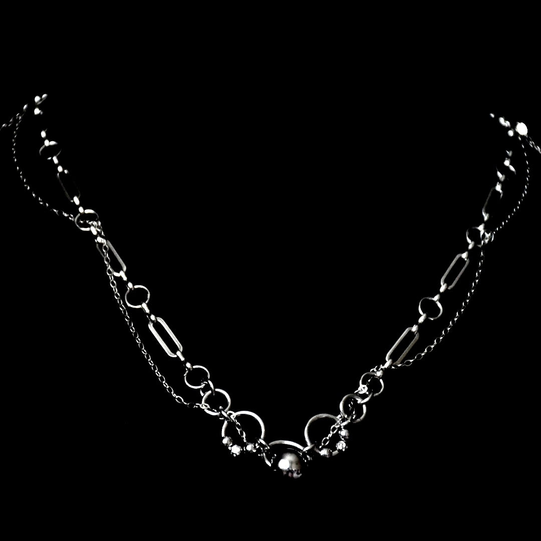 Beaded Draped Stainless Steel Necklace