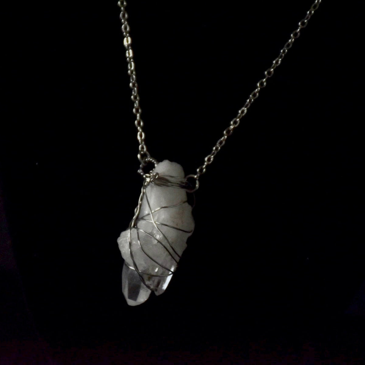 Raw Clear Quartz Stainless Steel Necklace