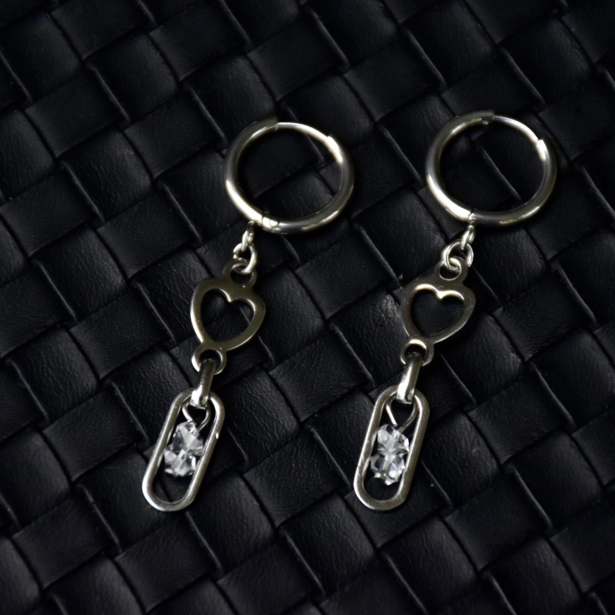 Hearts & Crystals Stainless Steel Earrings